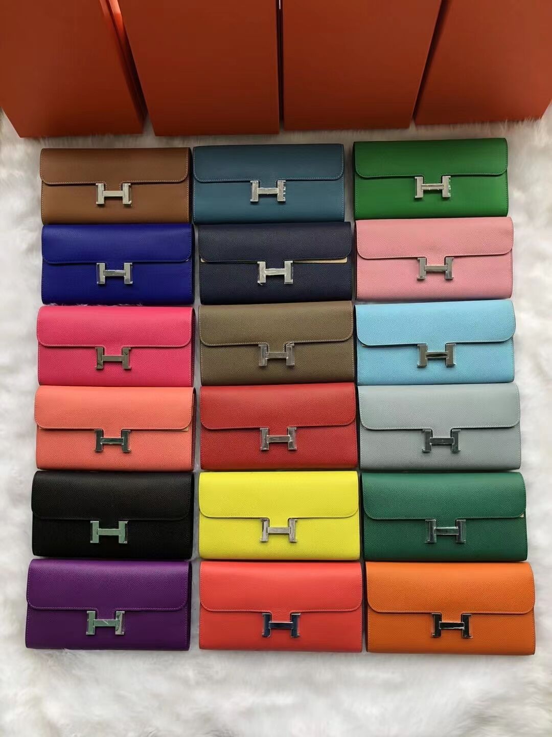 エルメス コンスタンス ロングウォレット Hロゴ金具 エプソン革