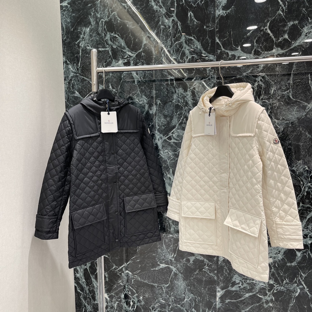 モンクレール【2025年早秋コレクション】モンクーン ニューシーズン ミドルレングス収腰コットンコート｜スリムフィット＆調整可能なウエストストラップで完璧なシルエット！防風機能搭載、通勤＆アウトドアに最適