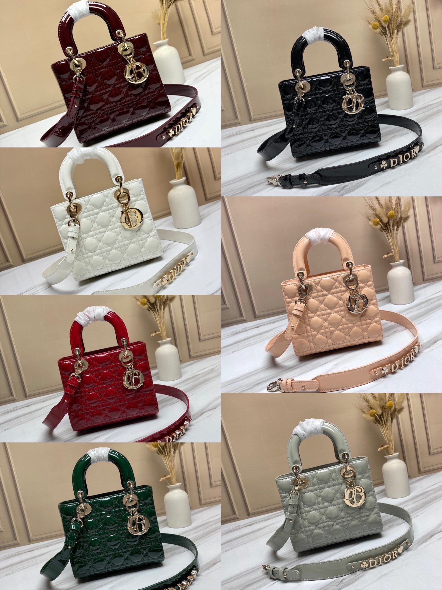 【DIOR（ディオール） エナメルレザー 四つ割り菱格 レディー・ディオール 実物撮影レポート】 —— オーダーメイド小羊皮と菱格の絶妙なバランスが生む「衝突率ゼロの上質レディー」——