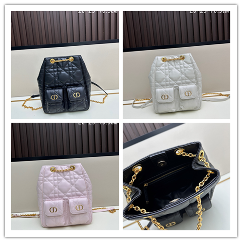 【DIOR（ディオール）Caro Multicarry シリーズ ダブルチェーンバケツバッグ】 —— 輸入ラムレザーとダブルチェーンが織りなす「休暇を彩る実用美バケツバッグ」——