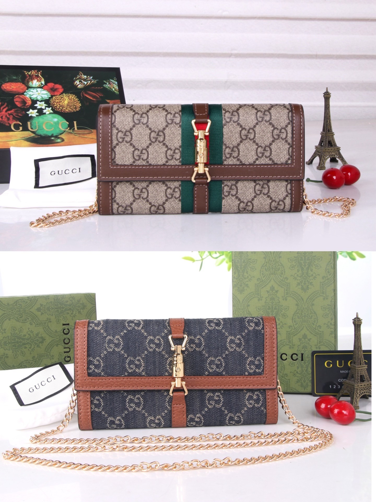 【グッチ】ジャッキー1961 シリーズ 新作コンパクトチェーンショルダーバッグ