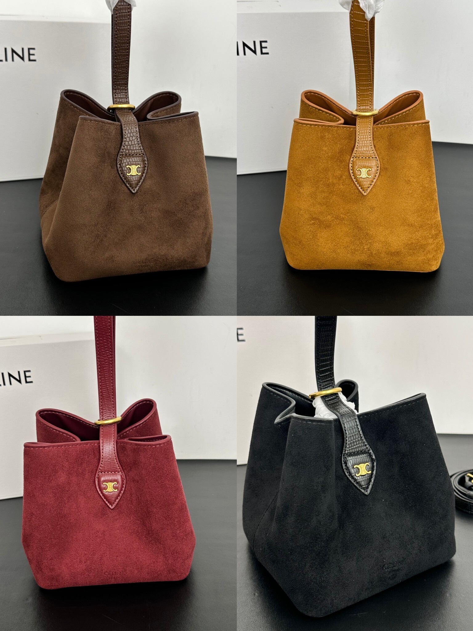 セリーヌ CE秋冬新作 AMBER マット加工手提包｜キュートな立方体フォルム×磨砂牛革｜手提ち/斜め掛け2WAY｜15×15×15cm｜独特で愛らしい日常の相棒