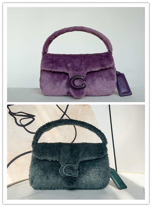 コーチ CC445 大号 Shearing Tabby ハンドバッグ｜羊毛皮一体ふわふわ素材｜26×15×7cm｜2WAY着脱可能肩带・手提/斜挎/肩背3WAY｜秋冬雰囲気満載・クラシックC釦・万能カラー