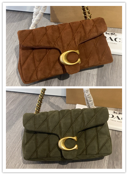 コーチ  C家新作 CW620 Quilting Tabby チェーンショルダー｜キルティング工芸×鹿革｜レトロゴールド釦・大容量26×15×8cm｜低調で高級感溢れる新作女包