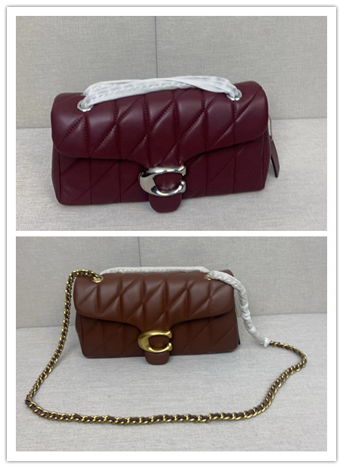 コーチ 2月新作 CP200/CP197 Quilting Tabby チェーンショルダー｜キルティング工芸×ダーク/シルバー釦｜26×15cm・新色｜低調高級感・サイズ＆カラー自由選択