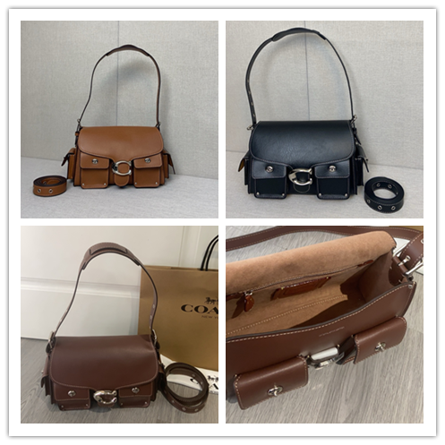 コーチ CU124 1月新作 Cargo Soft Tabby シリーズ｜クールバイク風・ニュートラルデザイン・カップル共用｜26×15×13cm・帥氣ノンコンフォーム・男女兼用