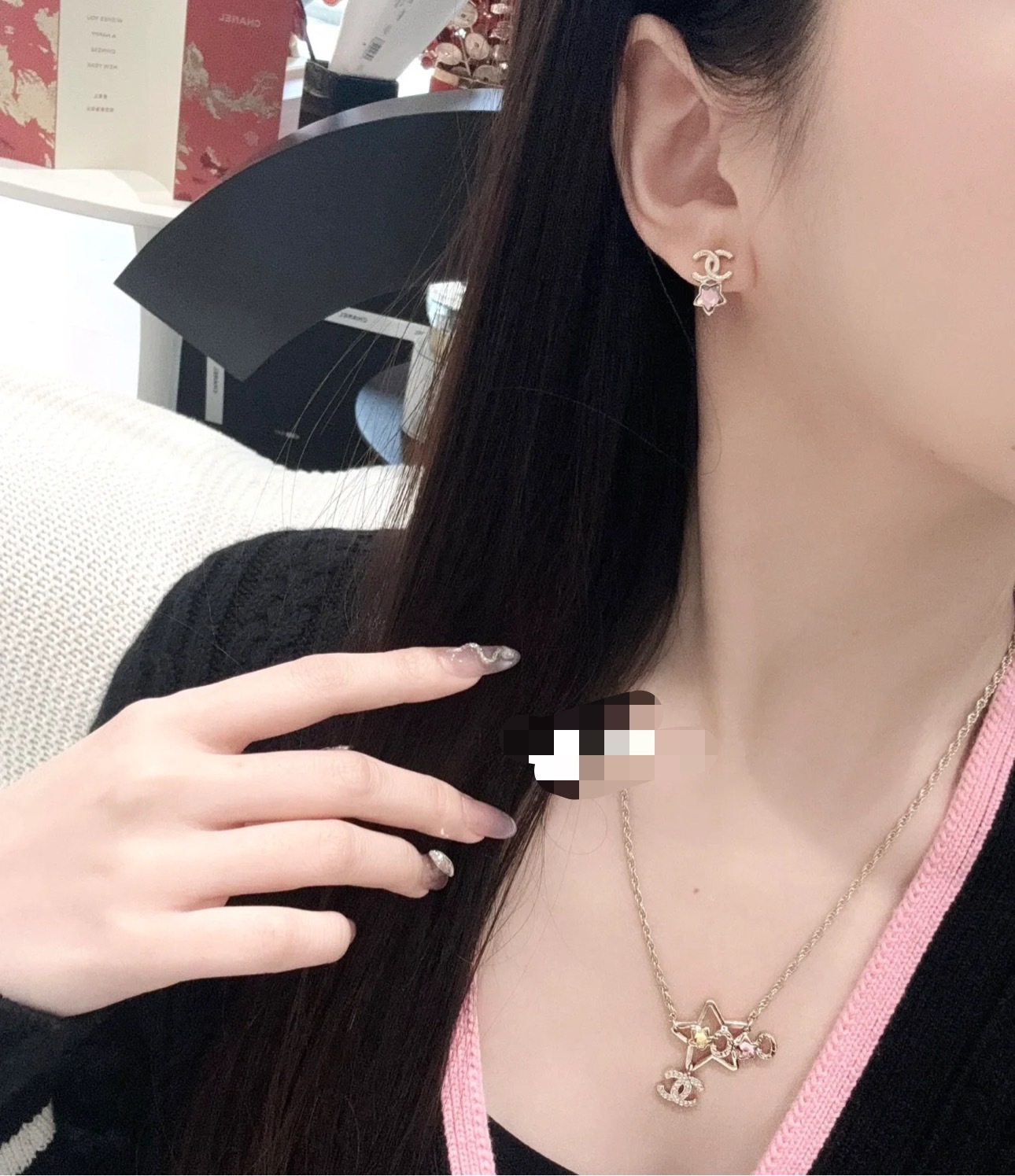 CHANEL シャネル ネックレス スター 星 双C スワロフスキー 専柜素材 上品 レディース