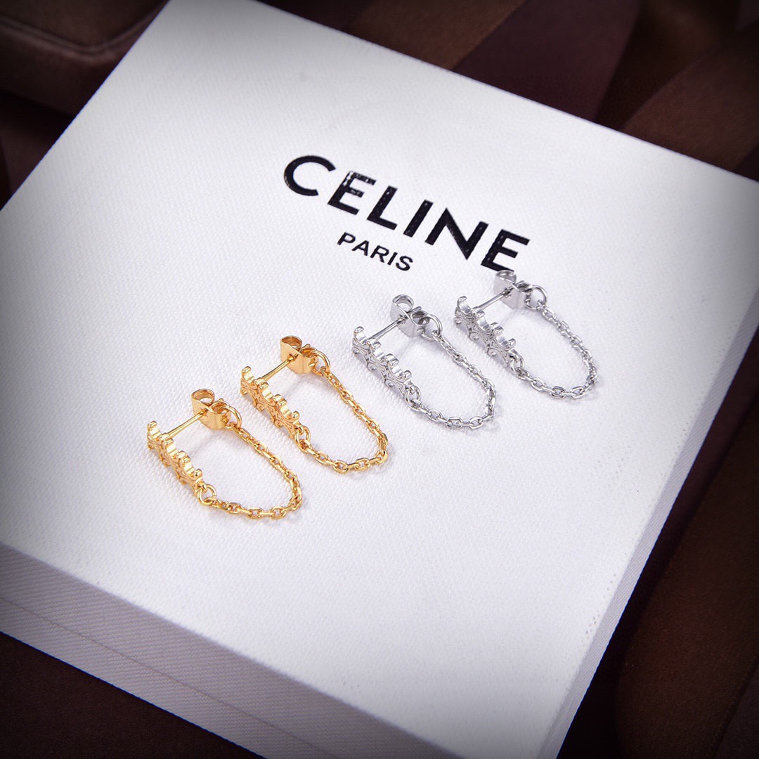 Celine セリーヌ ピアス 新作 プレシャス PRECIOUS ゴールド 真鍮 18kメッキ おしゃれ レディース
