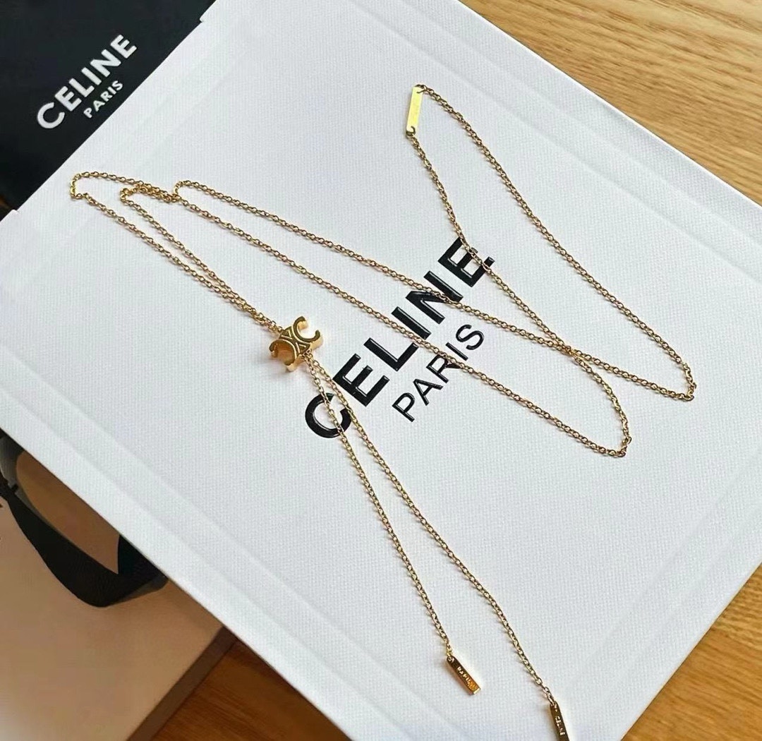 【CELINE セリーヌ】トリオンフ  adjustable ネックレス｜ロゴ位置を自由に操る2WAYデザイン｜高級感あふれる注目モデル