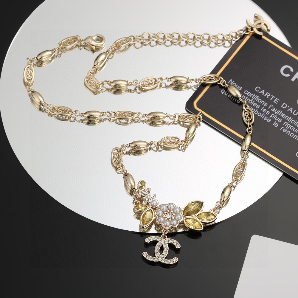【CHANEL インスパイア】ダブルC カメリア ネックレス｜ゴールド シグネチャー フレンチエレガンス 至高のディテール